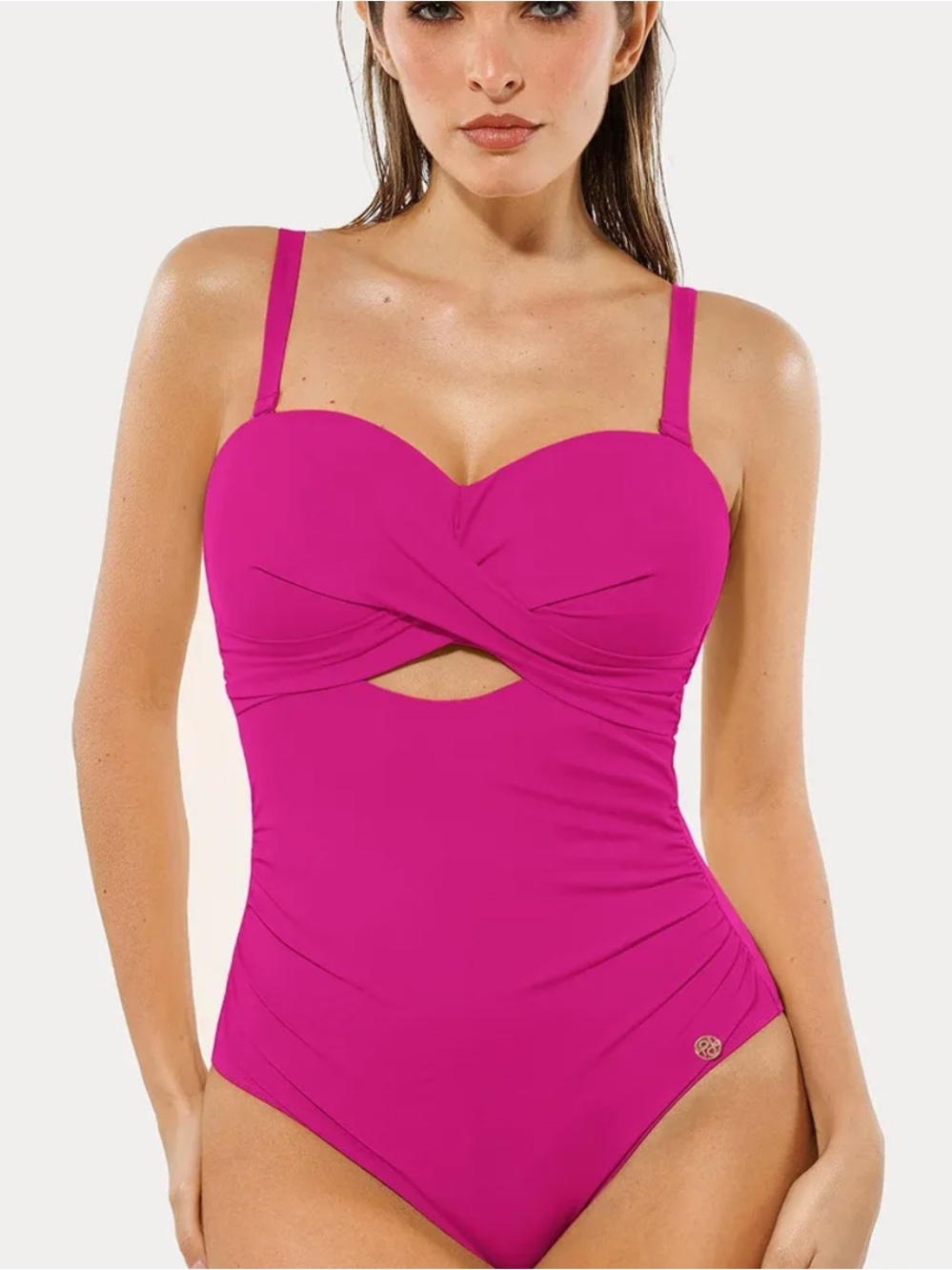 Nwt Popilush Twist & Shirred Sculpting One-Piece with Removable Straps